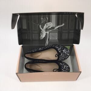 Bloch Helia Girls Sparkle Ballet Flats Shoe US 10 EU28 Silver Black Leather Sole